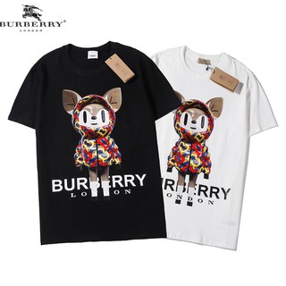 Áo Thun Cotton Tay Ngắn In Chữ Burberry Thời Trang Cho Nam Nữ