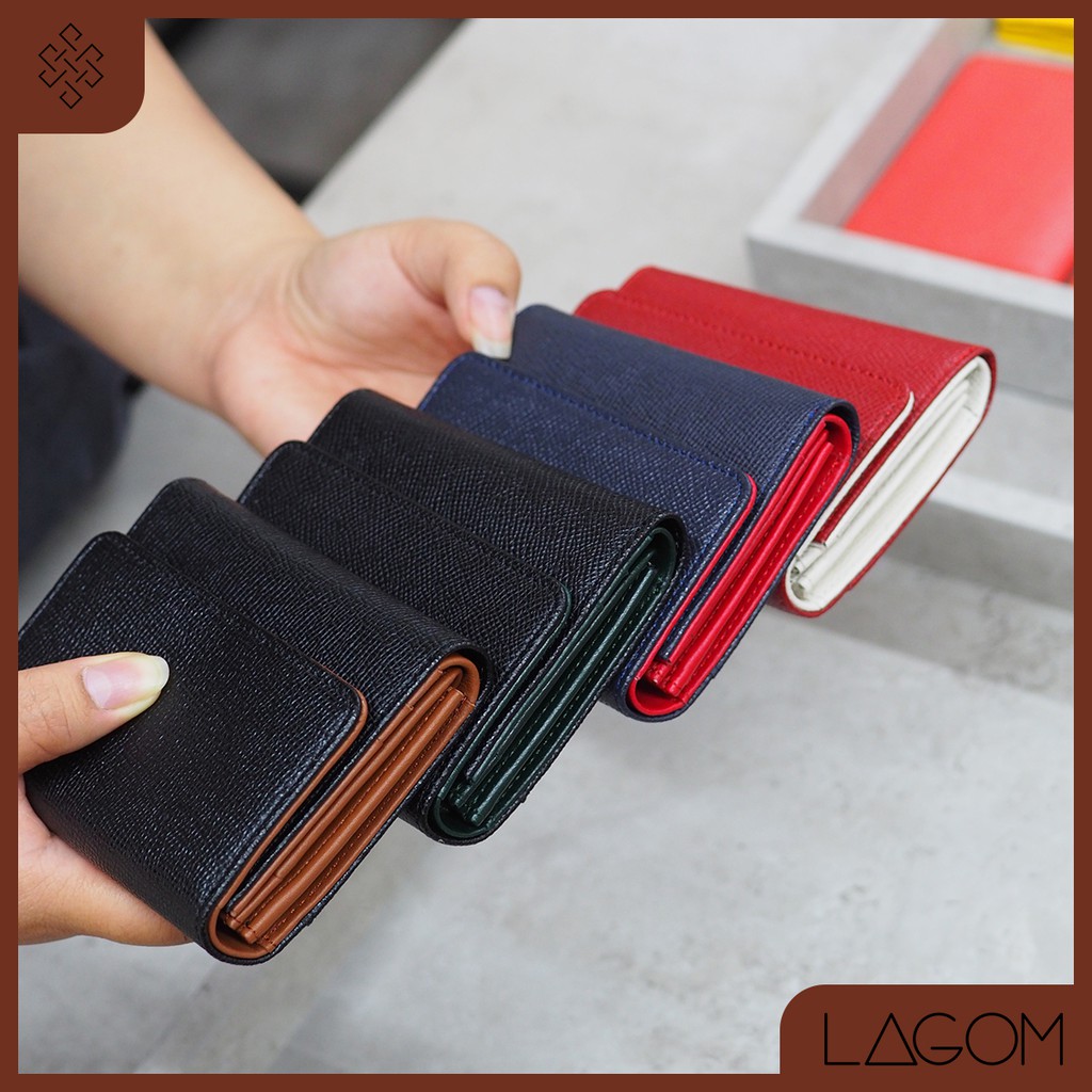 [Mã BMLT300 giảm 10% đơn 499K] Ví da thật LAGOM Trio Wallet unisex