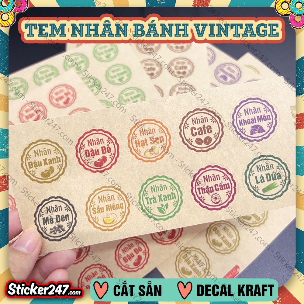 Tem Dán Nhân Bánh Trung Thu Vintage 𝑭𝒓𝒆𝒆𝒔𝒉𝒊𝒑 Decal Dán Nhân Bánh Các Vị Đa Dạng, Tiện Lợi, Sang Trọng