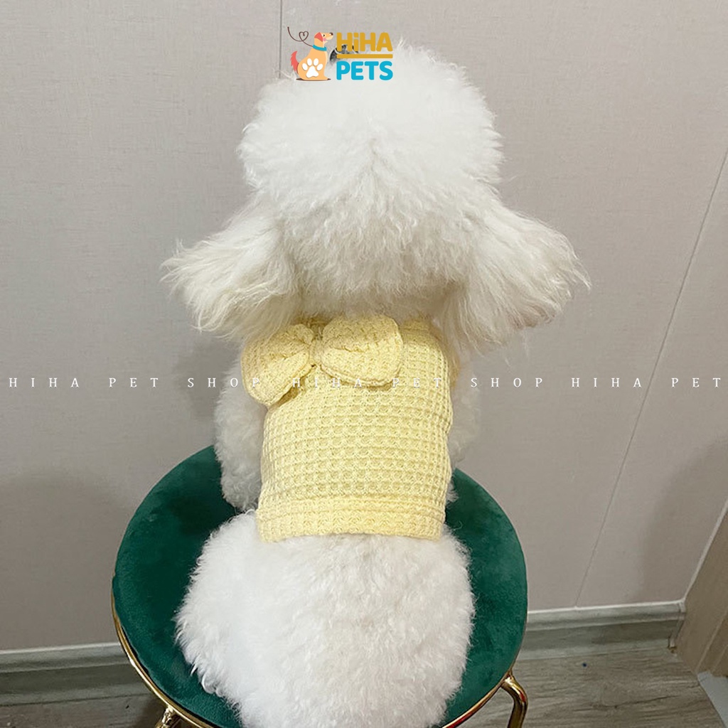 Áo Ba Lỗ Cho Chó Mèo Dây Nơ Hihapet, Quần Áo Cho Thú Cưng Phong Cách Hàn Quốc