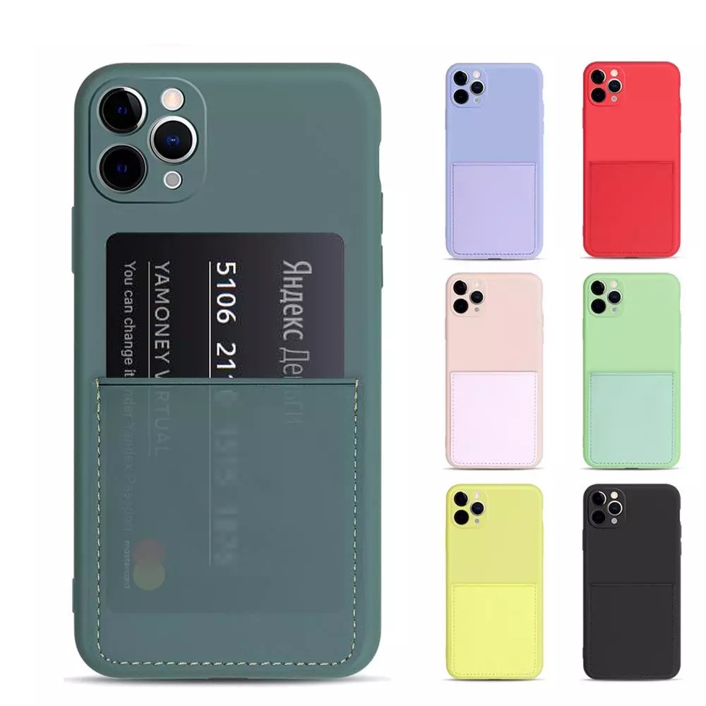 Ốp lưng Silicon dẻo có ngăn đựng thẻ cho iPhone 11 Pro Max Xs Max Xr X 8 7 Plus X 12 Pro Max