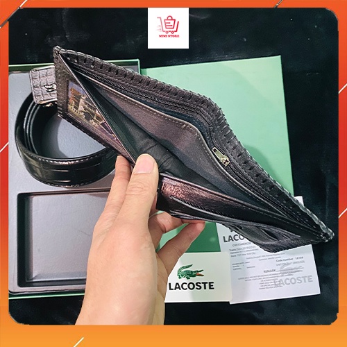 Combo Bộ Ví Da Thắt Lưng Nam Da Bò 100% Dập Vân Cá Sấu Cao Cấp