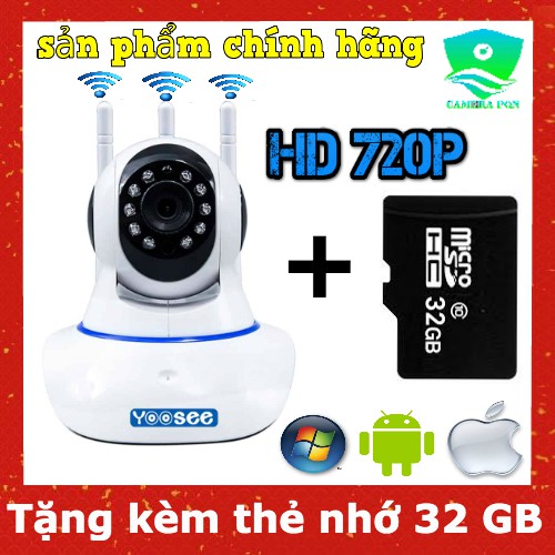 Camera Kèm Thẻ - Camera Yoosee 3 Râu 1.0 HD 720P Sắc Nét