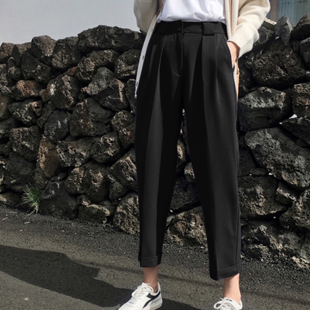 Quần tây baggy big size 9 tấc màu đen lai lật size 70-95kg