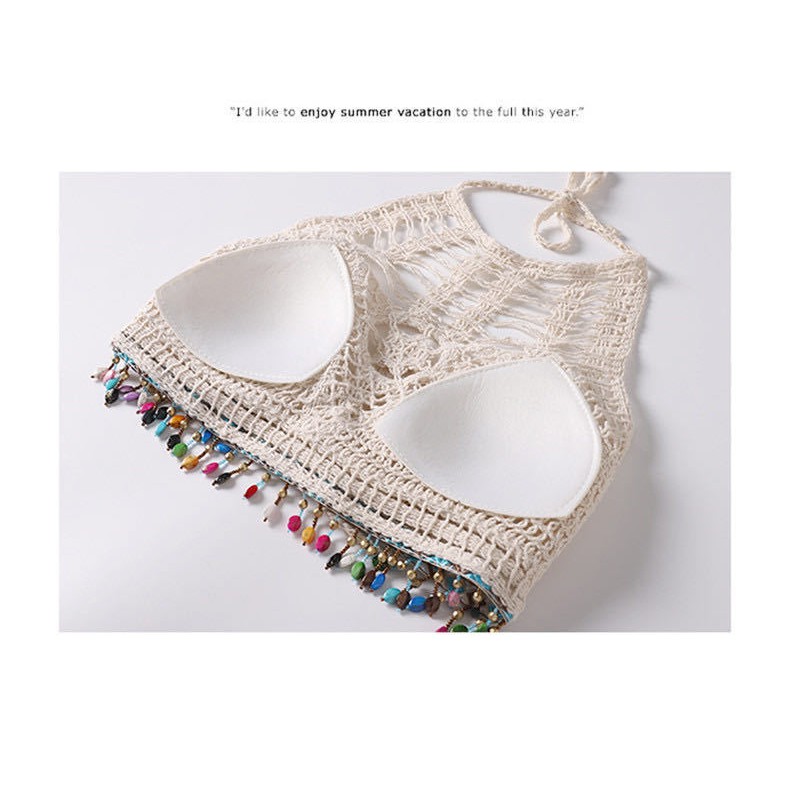 (Hàng nhập) SET 3 MÓN Bikini len móc đi biển Trắng Quảng Châu #1800 | BigBuy360 - bigbuy360.vn