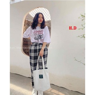 Sét áo Vintage+quần kẻ đen HĐ11