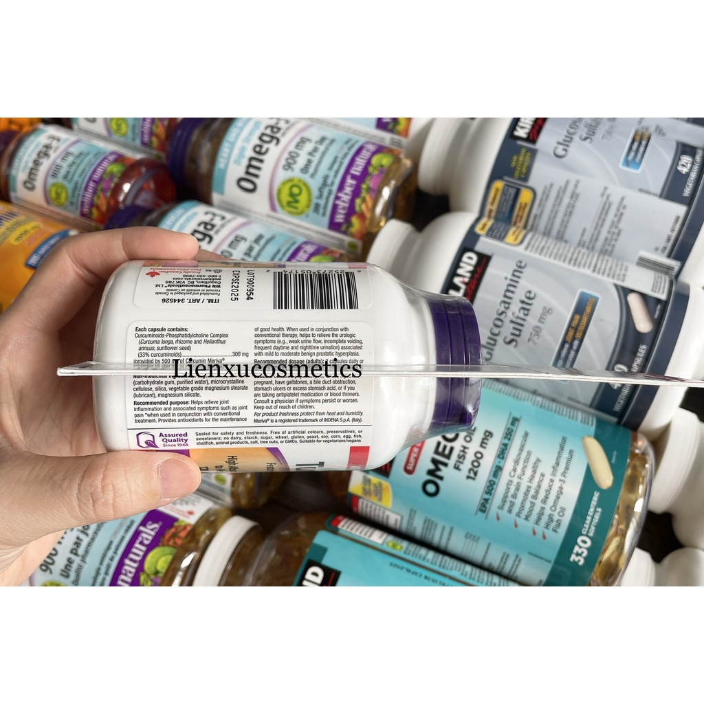 Viên uống giảm đau, sưng khớp Advanced Turmeric Webber Naturals 500mg, 120 viên/hộp. HSD 2024;2025