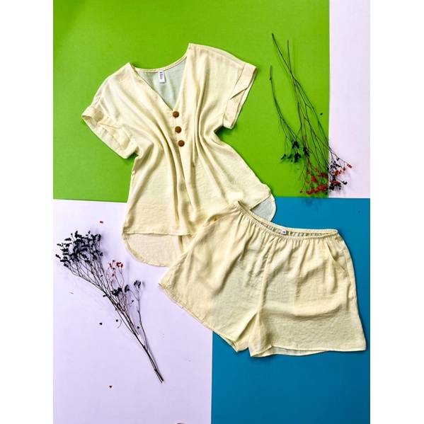 Đồ bộ đùi lụa mát tay liền mặc nhà InFASHION