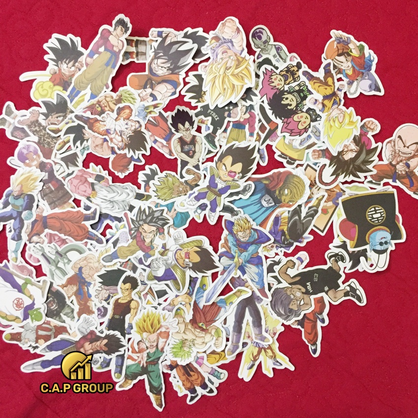 Set 100 Sticker Dragon Ball Super hình dán 7 Viên ngọc rồng chống nước dán mũ bảo hiểm laptop xe máy