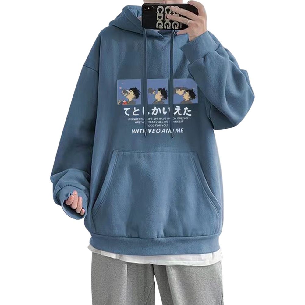 Áo hoodie tay dài in họa tiết anime thời trang thu đông cho nam