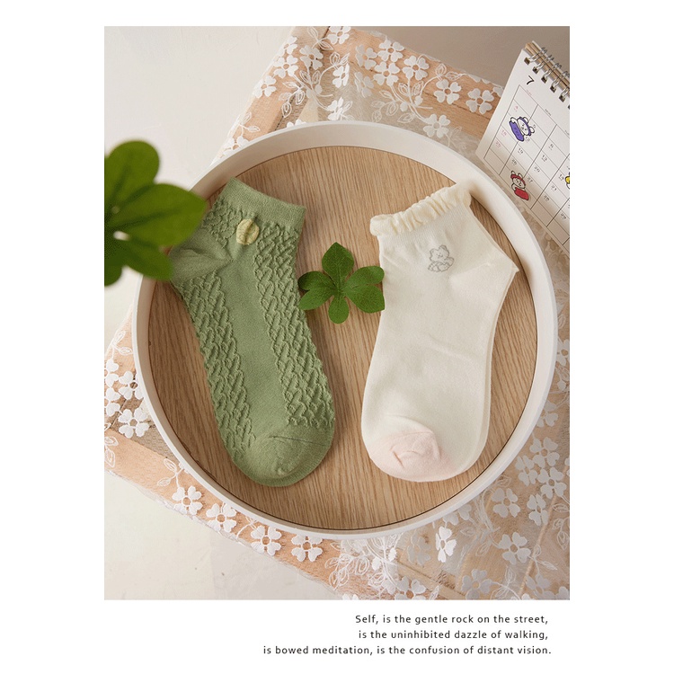 Tất Nữ Cổ Ngắn Cute Hàn Quốc, Vớ Nữ Cute Xanh Mint Tươi Mát Vintage Thoáng Mát Co Dãn Công Nghệ COOLMAX Sohie T2 6