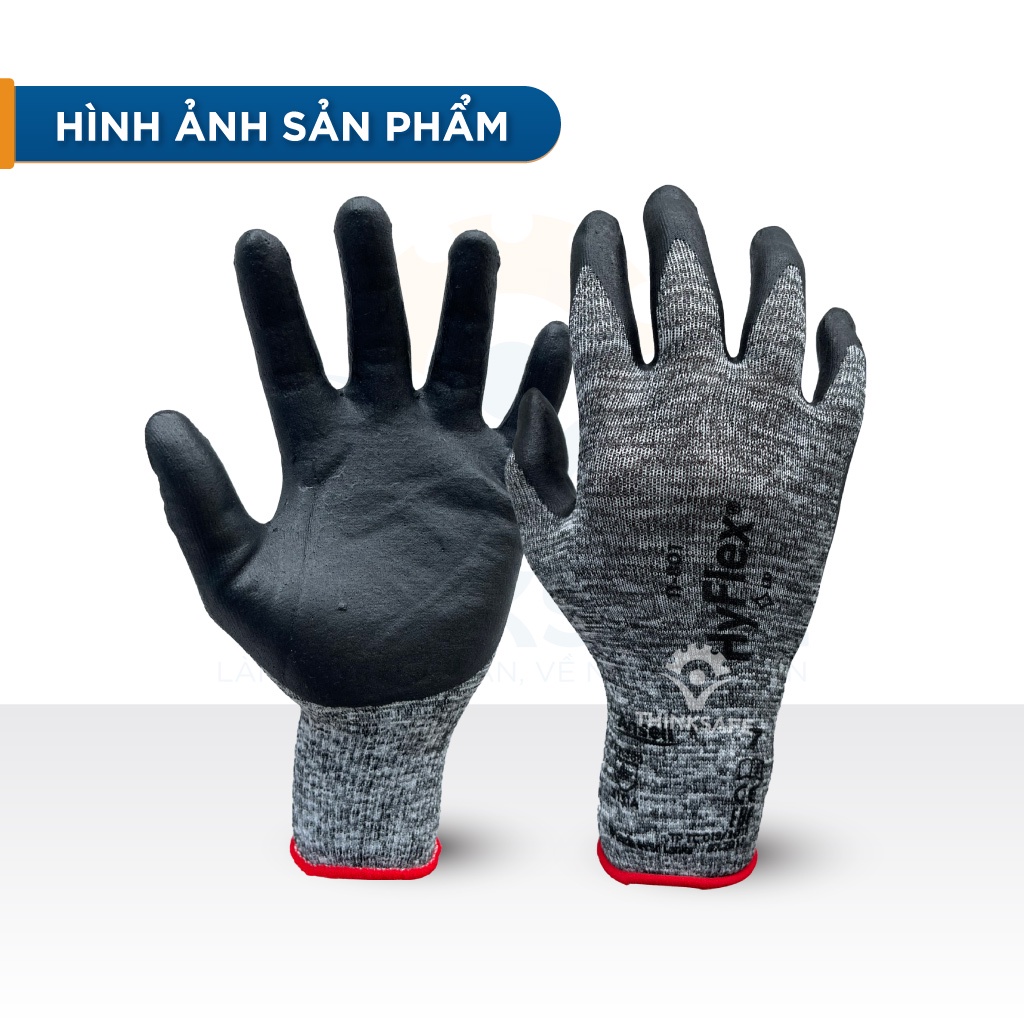 Găng tay cơ khí Ansell Hyflex 11-801, phủ Nitrile dầy, ôm tay, chống bám dầu mỡ, Bao tay thợ máy chuyên dùng - Thinksafe