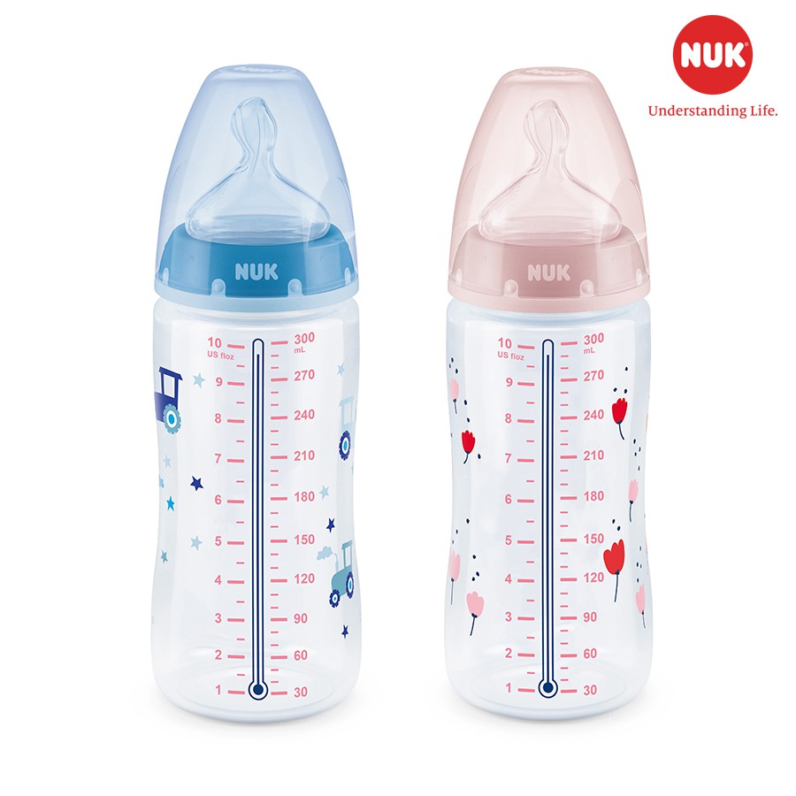 BÌNH SỮA CẢM BIẾN NHIỆT NUK PP 150ML/300ML NÚM TI SILICONE