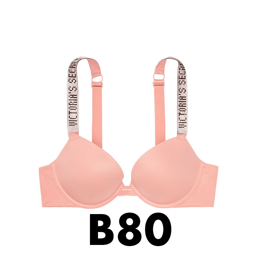 36B/B80 - Áo lót hồng đính hạt lấp lánh (67) V.S, Rose Tan, nâng ngực - Victoria's Secret USA