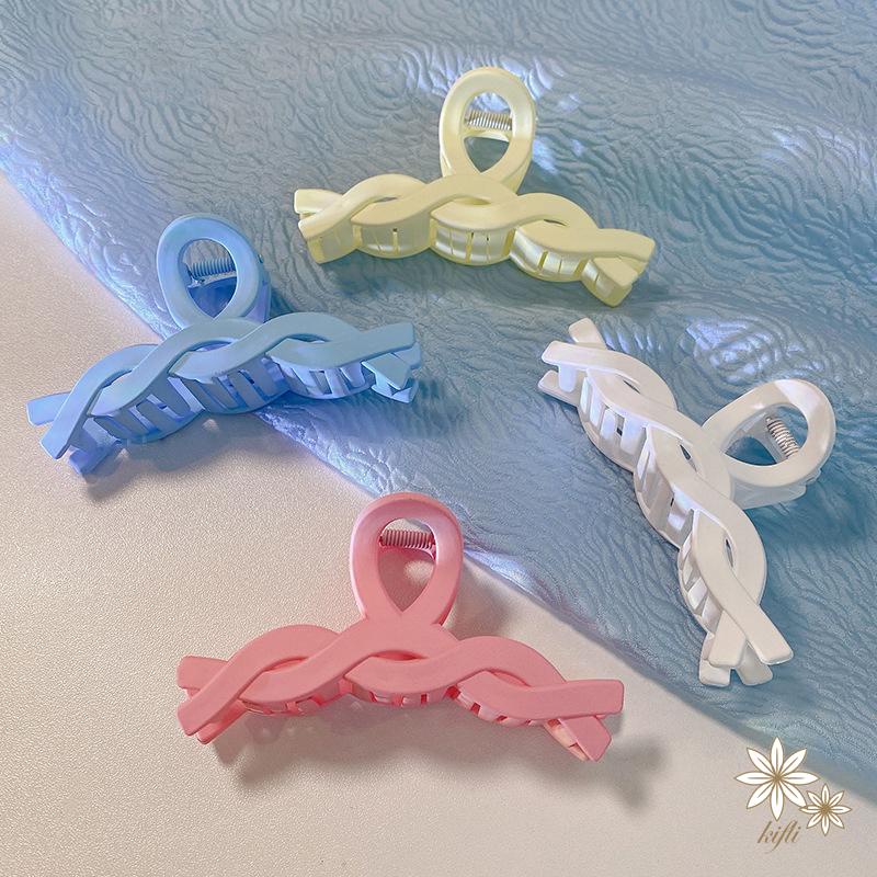 Kẹp tóc hàm cá mập kiểu xoắn dây thời trang xuân và hè màu macaron