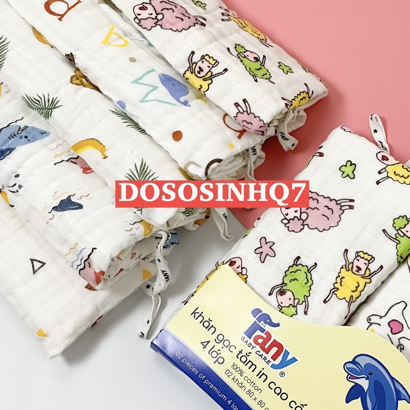 Khăn tắm 4 lớp cao cấp in hình Fany 80x80cm