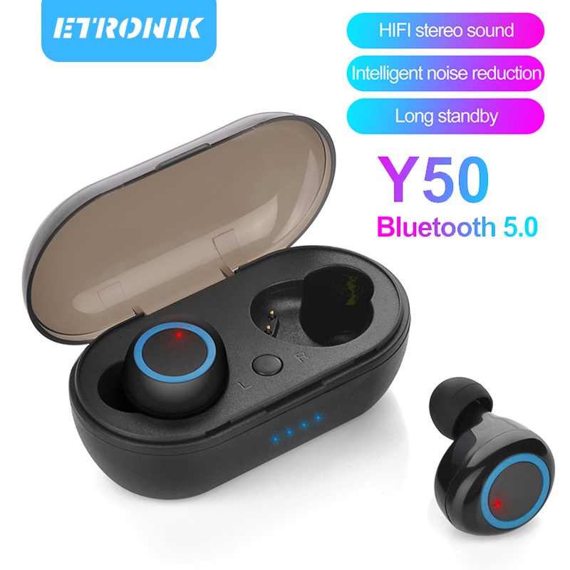 Tai nghe chơi game Bluetooth không dây ETRONIK Y50 Tws Tai nghe thể thao chống nước 9D Tai nghe chơi game âm thanh nổi có Mic