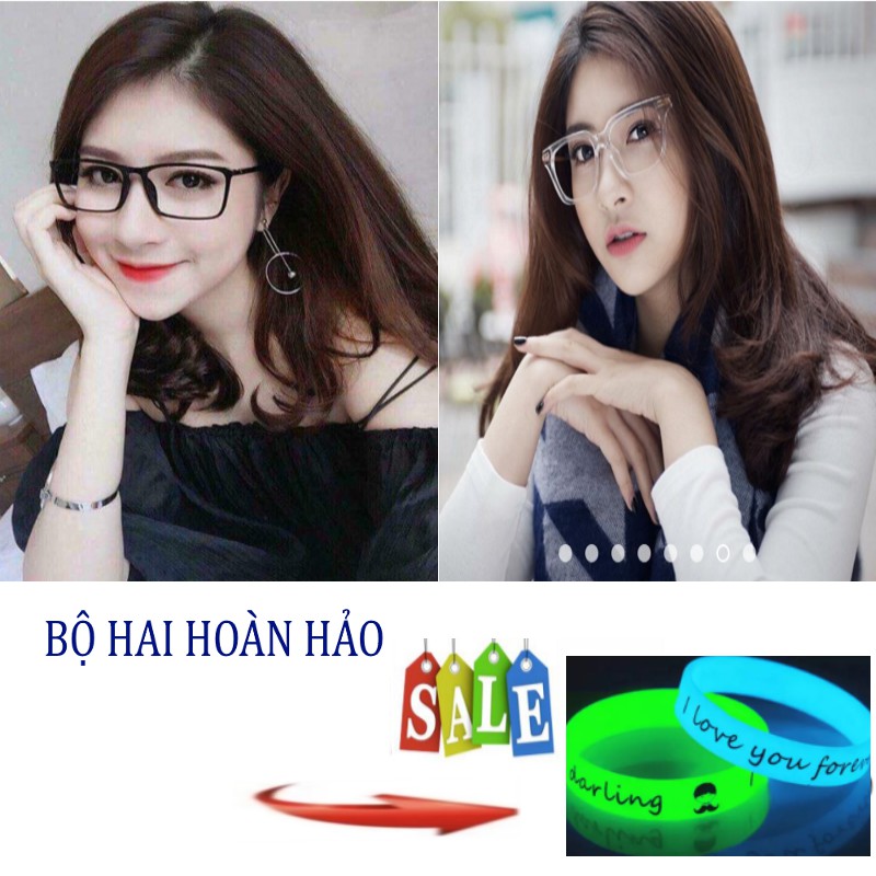 Bộ 2 kính thời trang nữ tuyệt đẹp ( dẻo-trong) + Tặng vòng tay dạ quang đẹp