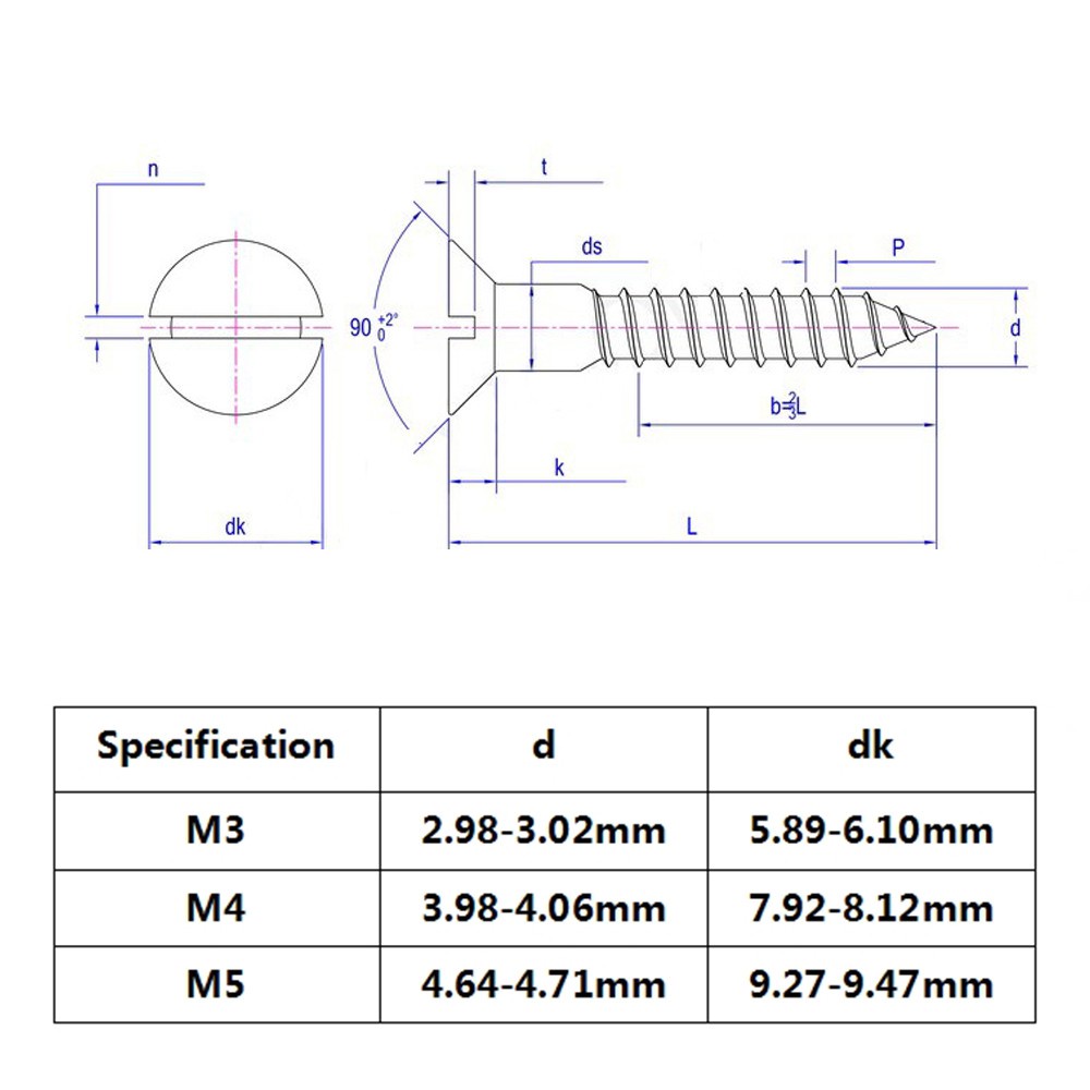 ROW Chipboard Slotted Flat Head Slotted Drive Self Drilling Wood Screws New Tapping Fasteners Hardware Solid Brass