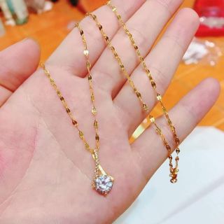 DÂY CHUYỀN LÁ ME MẶT ĐÁ VÀNG