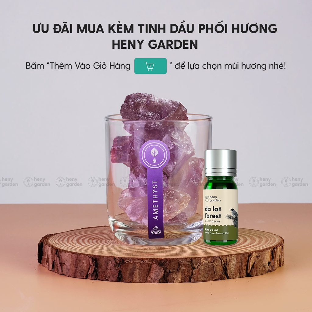 Đá Khuếch Tán Tinh Dầu Thơm Phòng Pha Lê Amethyst Heny Garden Thay Thế Máy Xông, Làm Sạch Không Khí