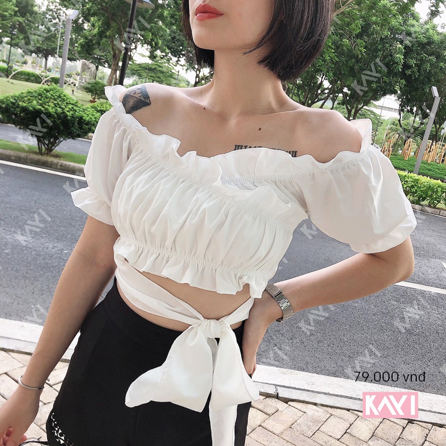 [Mã FAMAYWA giảm 10K đơn 50K] Áo croptop đắp chéo nơ eo - A018 | BigBuy360 - bigbuy360.vn