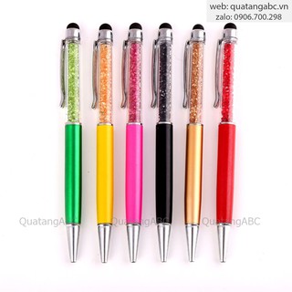 [HCM] Combo 50 cây Bút bi xoay vỏ kim loại thủy tinh đá pha lê - nhiều màu viết nhũ kim tuyến cảm ứng