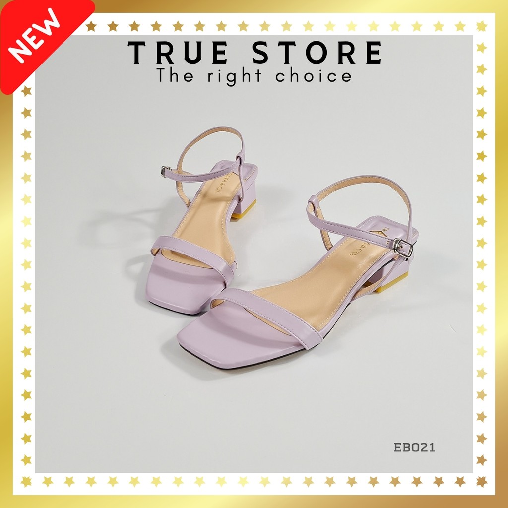 (HOT HOT) Sandal cao gót đế vuông cao 5cm chất liệu cao cấp phong cách Hàn Quốc màu tím thủy chung, True Store, EB021