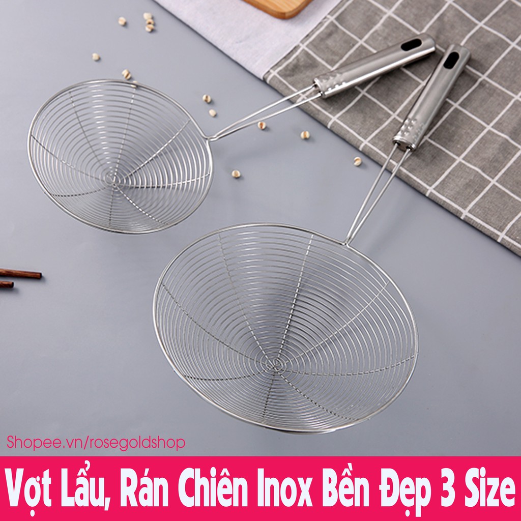 Vợt Lẩu, Rán Chiên, Chao Vòng Vớt Thức Ăn Bằng Inox Bền Đẹp 3 Size