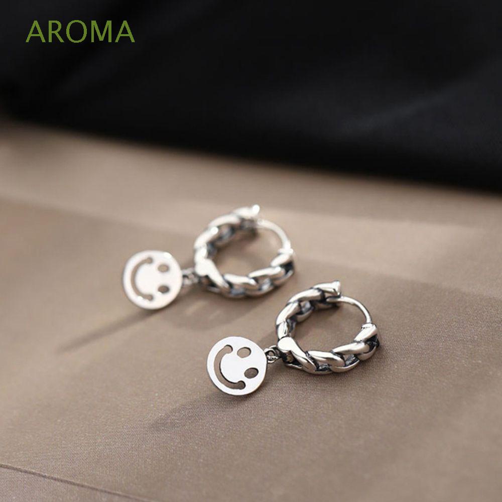 Khuyên tai vòng tròn bằng đồng màu trơn phong cách cổ điển thời trang Hàn Quốc cho nữ