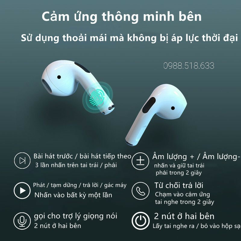 Tai nghe bluetooth không dây Inpods Pro 4 TWS cảm ứng điều khiển cảm biến âm thanh HIFI cho Android iOS Hàng Xịn