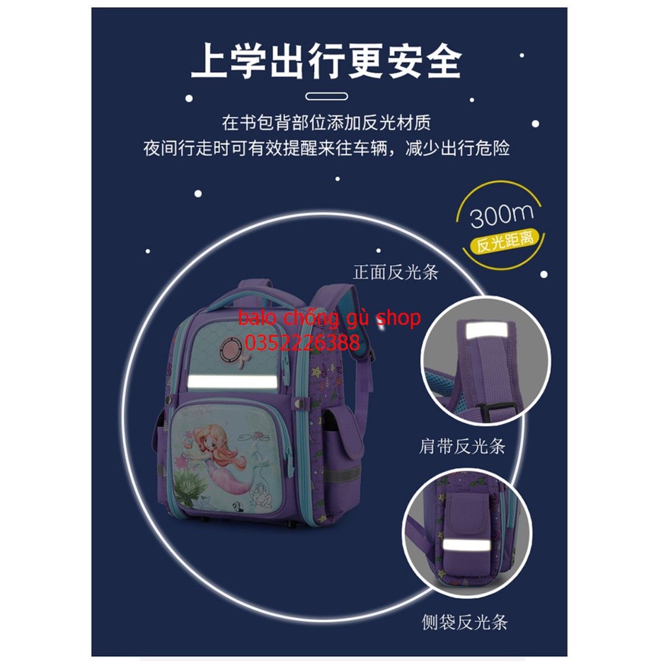 Balo cho bé nam nữ tiểu hoc, Balo chống gù cấp 1 bé trai gái siêu nhẹ, in 3D cao cấp dễ thương