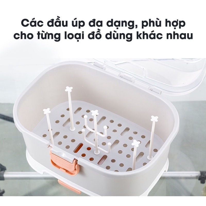 Giá Úp Bình Hộp Đựng Kệ Khay Úp Bình Sữa Cho Bé Jupin Có Nắp Đậy