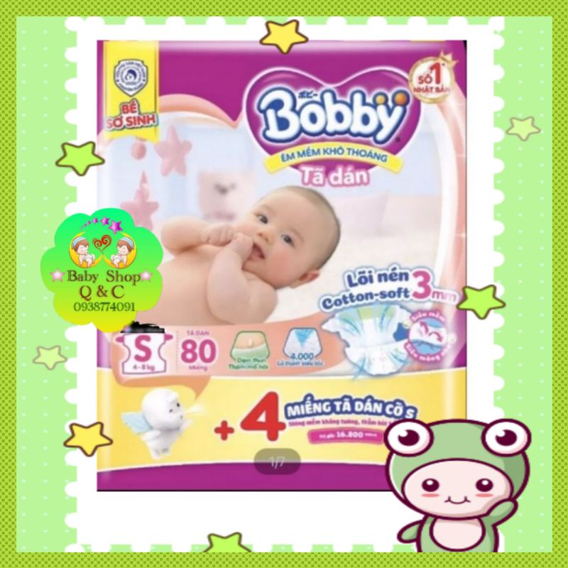 ♨️TÃ DÁN SƠ SINH BOBBY ĐỆM THUN THẤM MỒ HÔI S80+4