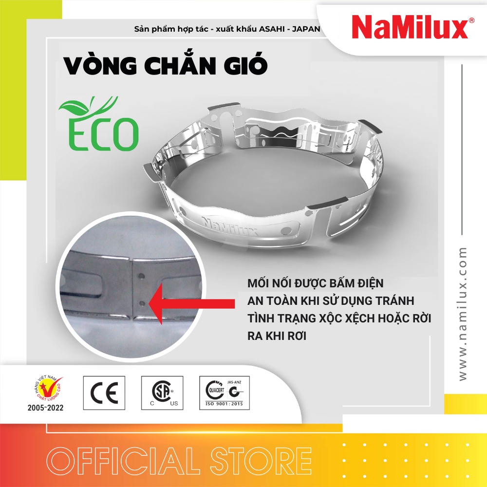Vòng Chắn Gió Inox NaMilux│Tiết Kiệm 30% Gas Tiêu Thụ│Rút Ngắn 1/3 Thời Gian Đun Nấu│Hàng Chính Hãng