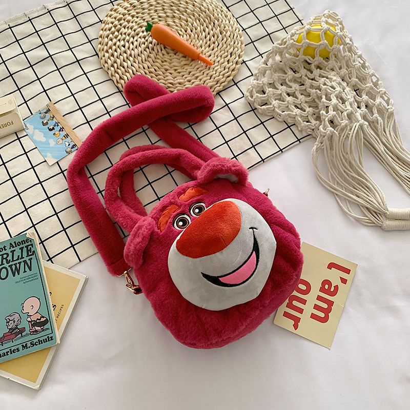 Túi đeo vai vải bông hình nhân vật hoạt hình dễ thương Stitch/Chú Sóc/Hổ/Gấu Pooh - kích thước - 27 x 22 x 15CM