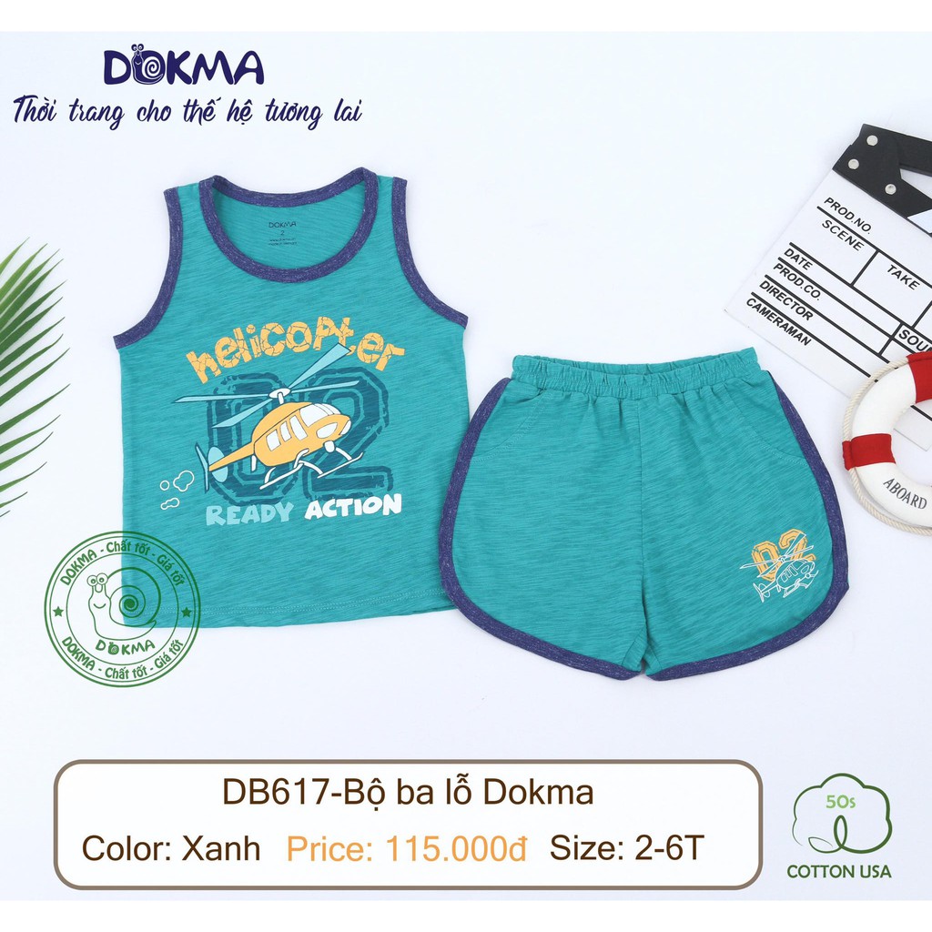 (2-6Y) Bộ ba lỗ / sát nách cotton - DOKMA