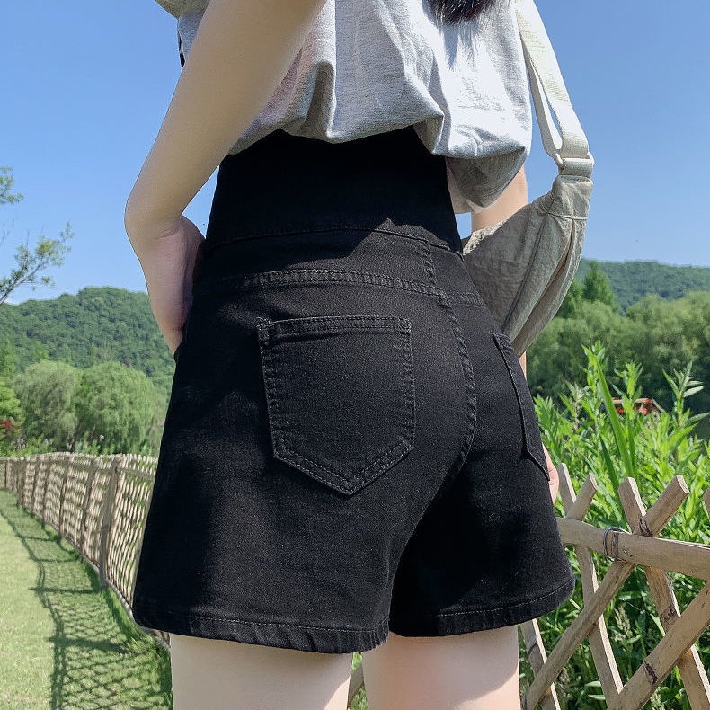 Quần Short Denim Màu Đen Lưng Cao Dáng Chữ a Thời Trang Mùa Hè Cho Nữ