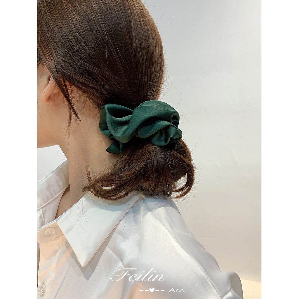 Dây Buộc Tóc Màu Trơn Phong Cách Retro Cho Nữ