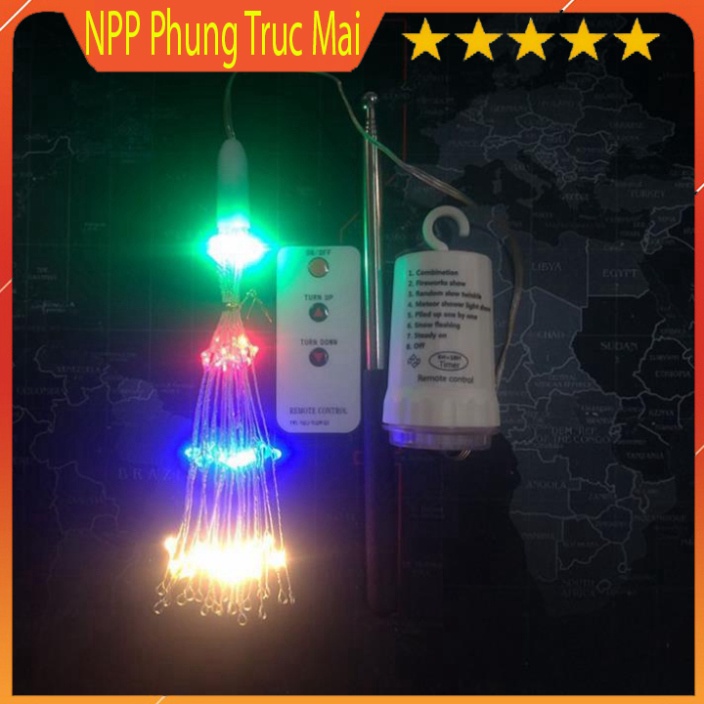 Đèn led pháo hoa có điều khiển trang trí ngày tết chùm 35 dây, 8 hiệu ứng nháy l Chùm đèn led trang trí tết 2022