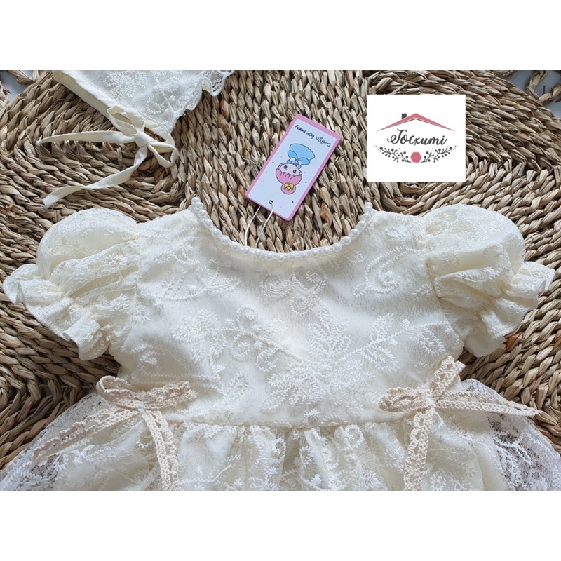 Body trắng phối váy ren cao cấp 2 nơ xinh iu - Tocxumi