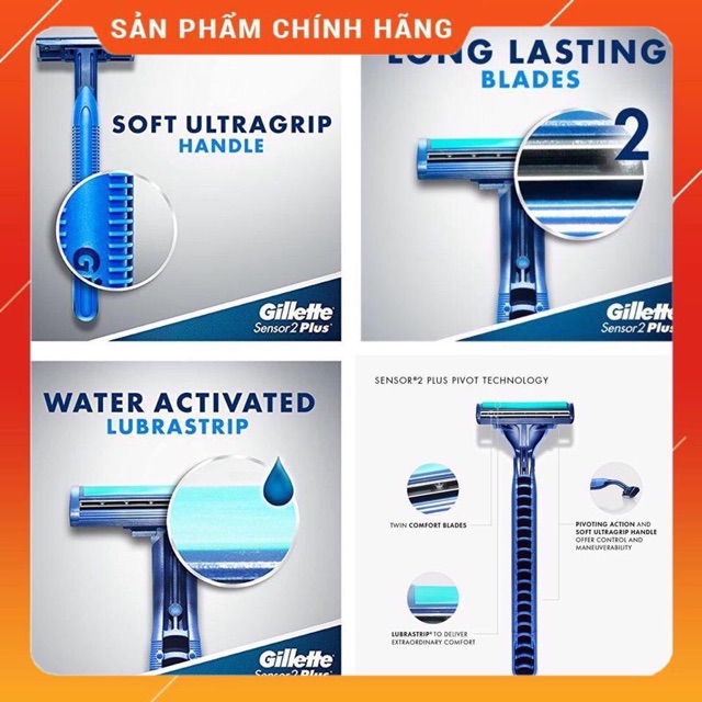 Dao cạo râu 2 lưỡi - Gillette Sensor Plus 2