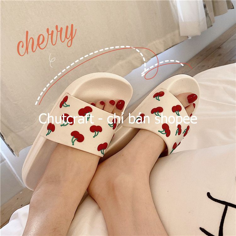 Dép cao su xốp hình cherry chống trơn trượt hàng chuẩn của XIXITIAO