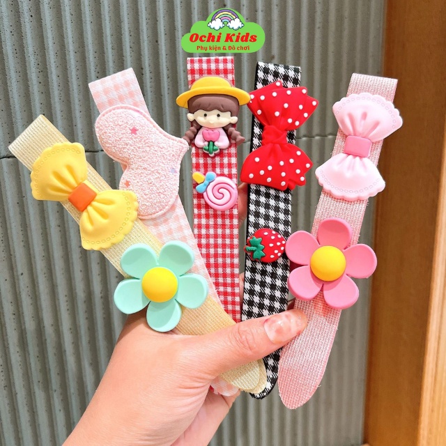 Bờm dán tóc cho bé gấp gọn, miếng dán tóc mái tiện lợi, băng đô dán, dính tóc mái bé gái Ochi Kids