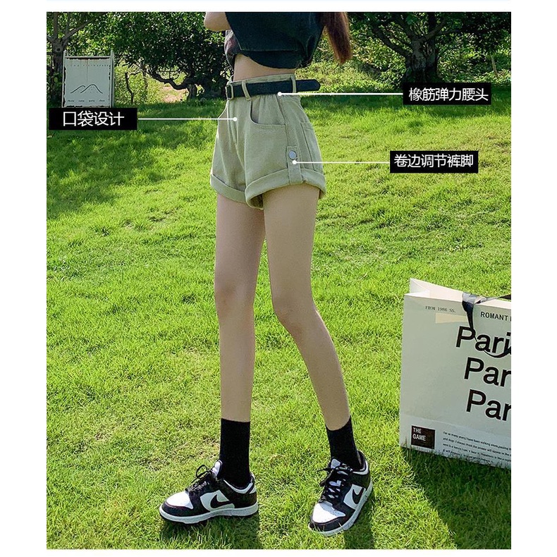 Quần Short Denim Lưng Cao Ống Rộng Thời Trang Mùa Hè Dành Cho Nữ