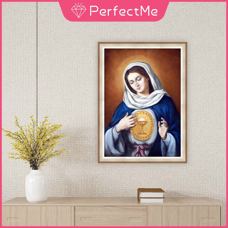 Tranh Đính Đá 5D Tự Làm Hình Đức Mẹ 30x40cm Trang Trí Nhà Cửa