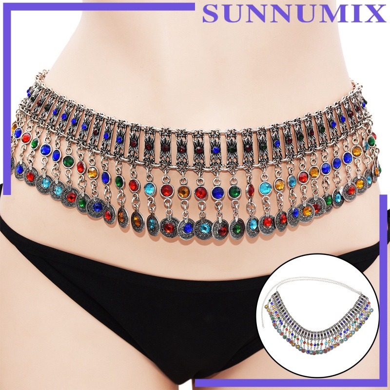 Thắt Lưng Chuỗi Đồng Xu Mạ Bạc Phong Cách Boho