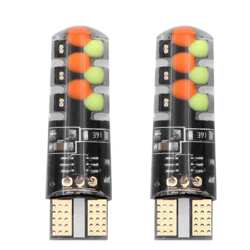 Colorfulswallowfly 2Pcs T10 5050 W5W 6 SMD Remote Control RGB LED Car Dome Reading Light Lamps Bulb CSF