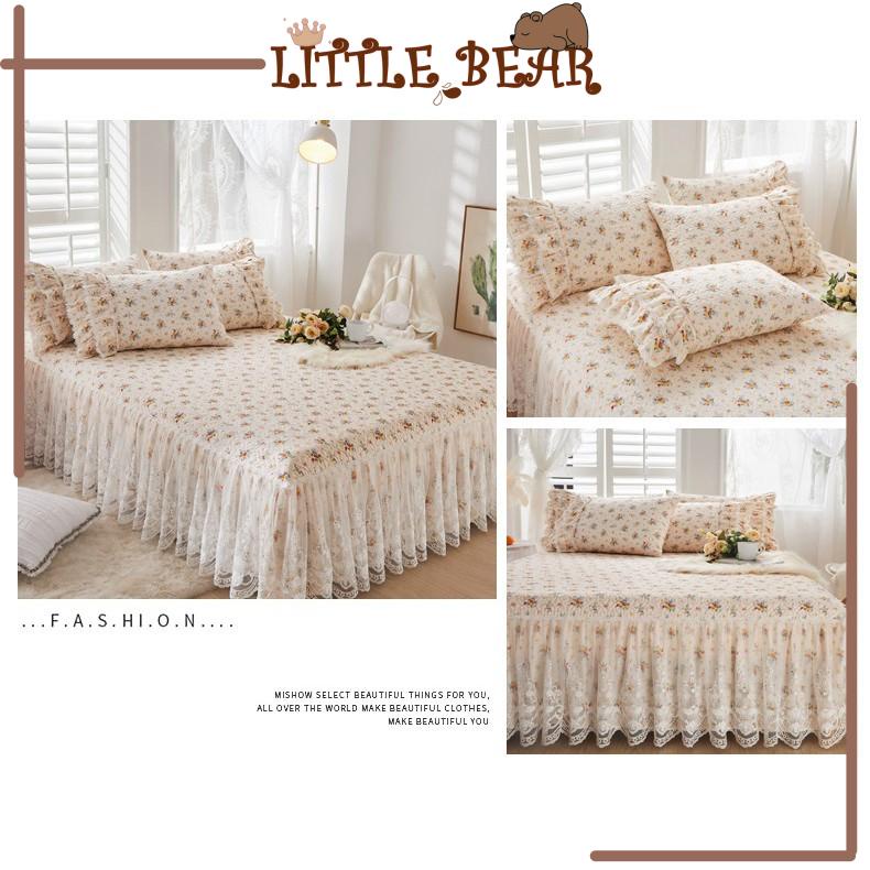 Set Ga Gối Phủ Chân Giường Chần Bông Hoạ Tiết Hoa Nhí Hàn Quốc - Little Bear