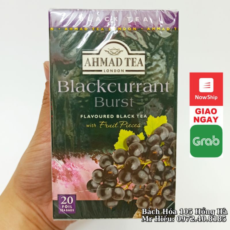 [T5/2023] Trà Ahmad Tea vị Phúc Bồn Tử hộp 20 gói - Blackcurrant Burst